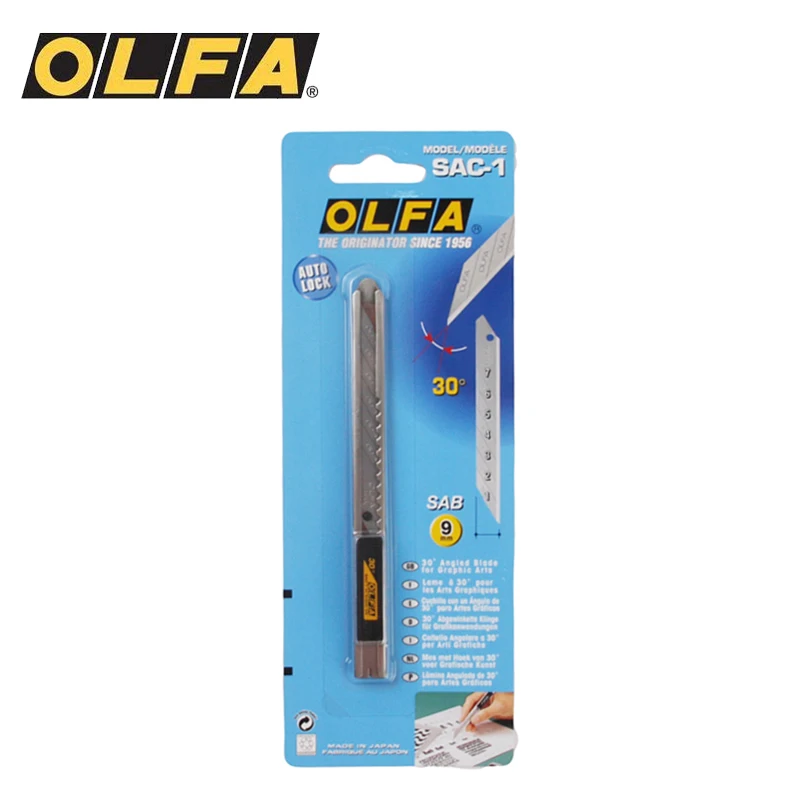 Woodworking Wallpaper - OLFA SAC-1（141B）9mm、30度の刃を持つ、ステンレス製のプロフェッショナルなクラフトアートナイフ。グラフィックアート、壁紙、フィルムのカットに最適。