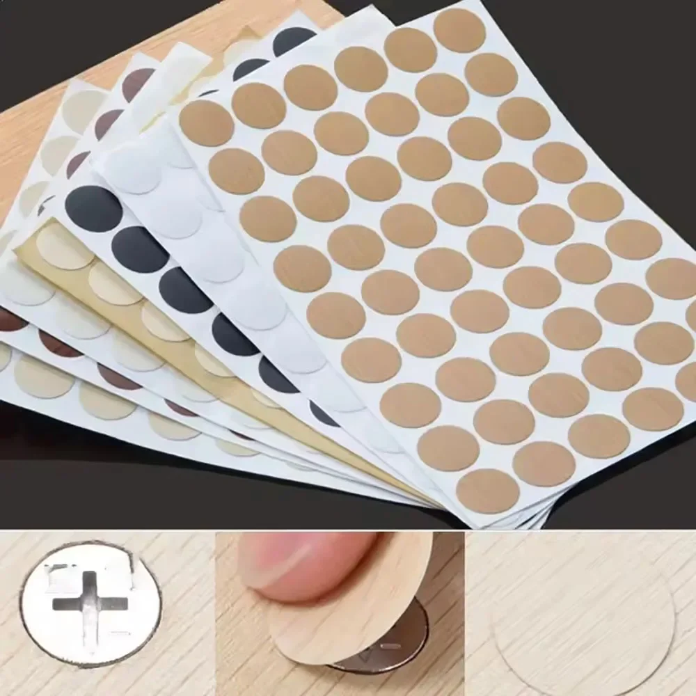Woodworking Glue - 54個入り、自己接着式の木製ネジ穴カバー、キャビネット、引き出し、机、木工品の装飾用。
