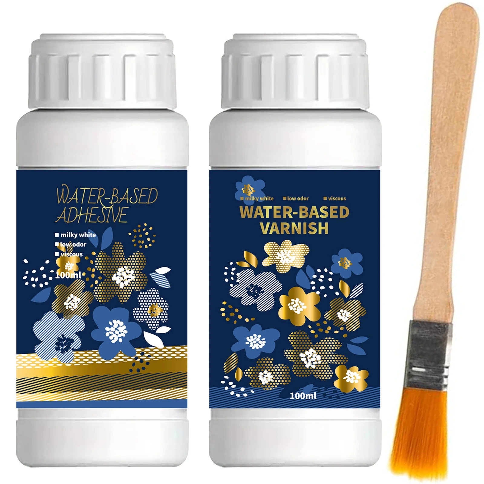 Woodworking Resin - 100ml/200ml ゴールデンリーフ金箔接着剤キット - 金属箔、木製工芸品、ジュエリー製作用の水性エポキシ樹脂接着剤