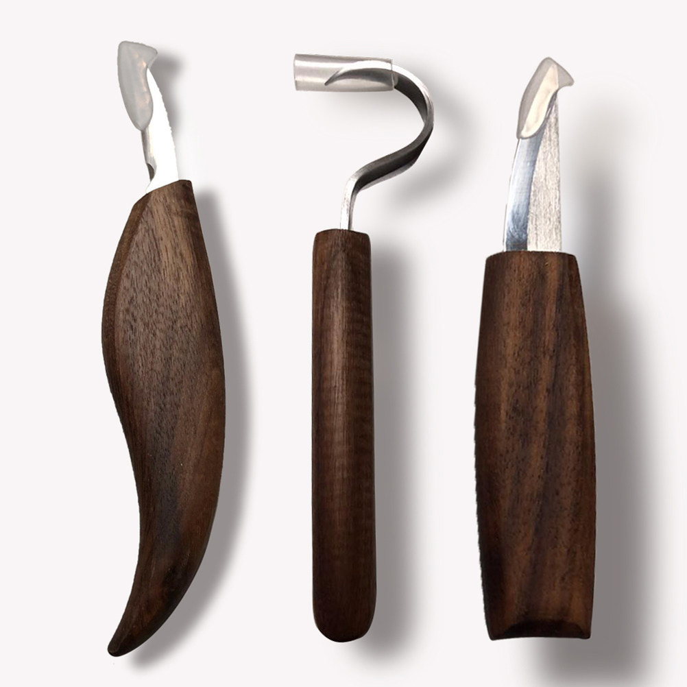 Wood Chisel Set - 5本セットの彫刻ナイフ。ステンレス鋼の刃、木製のハンドル。軟木、バスウッド、松、ポプラなどの木材加工に適した、手動式の彫刻用ノミ。